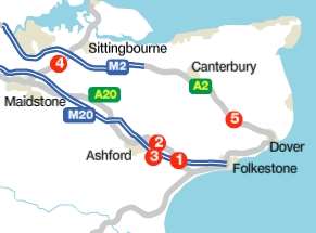 Operation Stack lorry park map