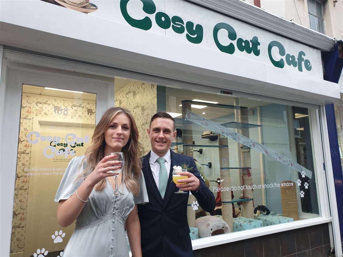 Newlyweds Mark and Cara Cowell-Young had their wedding reception at Herne Bay's Cosy Cat Café