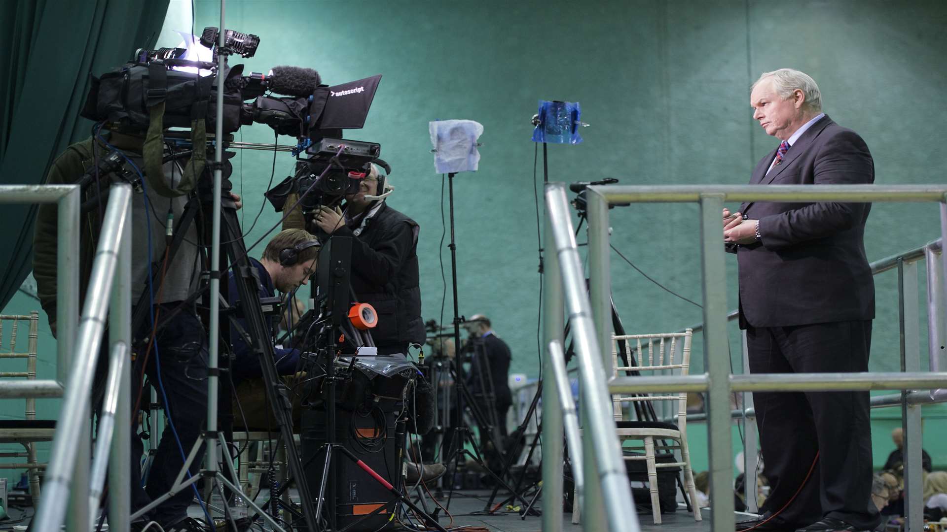 Sky News' Adam Boulton at the election count at Medway Park