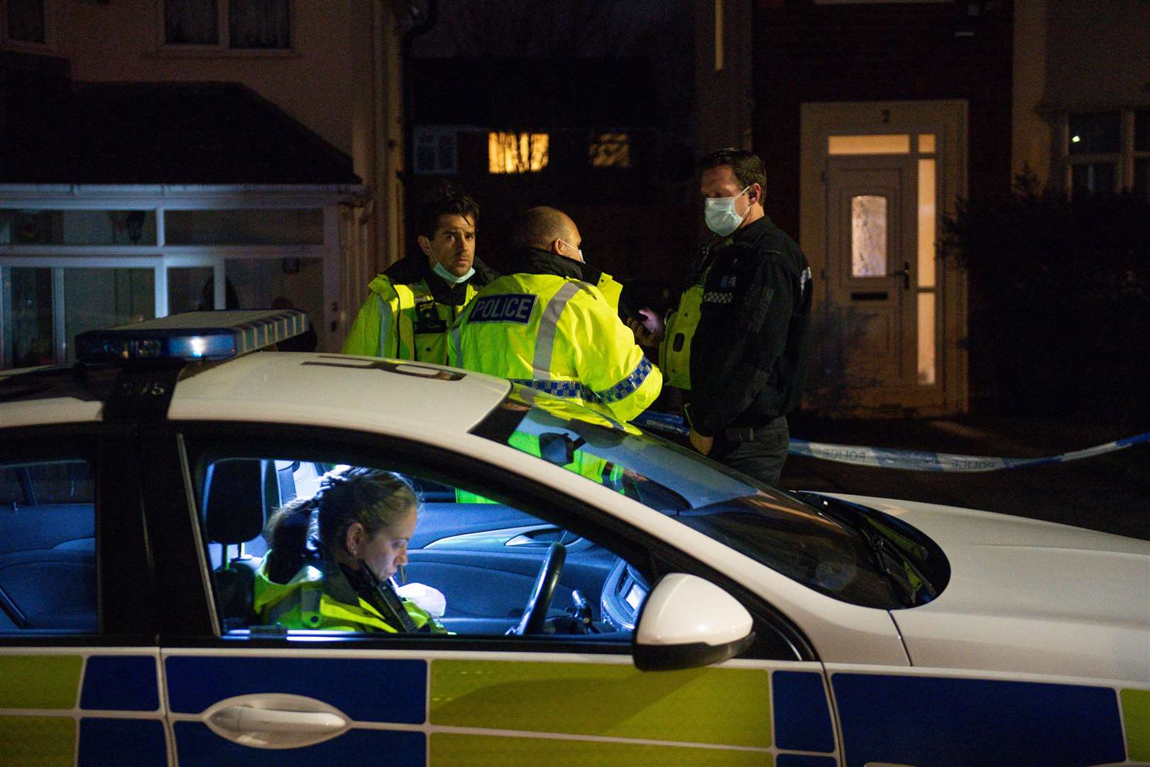 Police at the scene in Rowley Regis, West Midlands (Jacob King/PA)