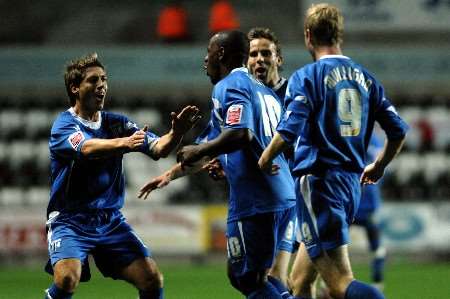 Delroy Facey wheels away after scoring a superb opener. Picture by Matthew Walker