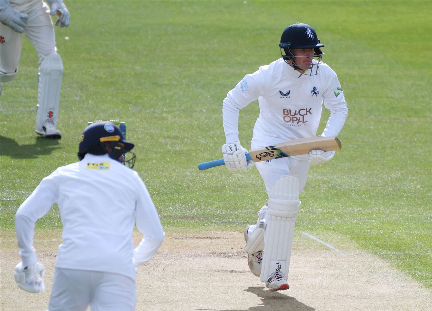 Jordan Cox batting during Kent's pre-season friendly against Lancashire. Picture: Barry Goodwin