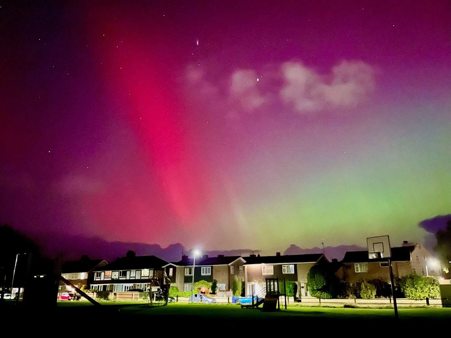 A resident of Cromer, Norfolk, captured the Northern Lights as it lit up skies over their home (Walking Tractor/PA)