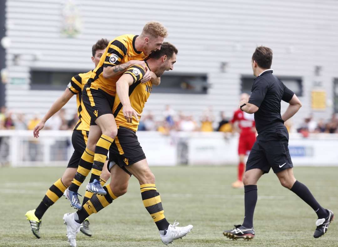 Maidstone celebrate Jay May's opener Picture: Matt Walker