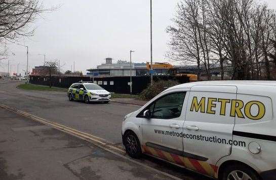 Contractors were working on the Beaver Road site today