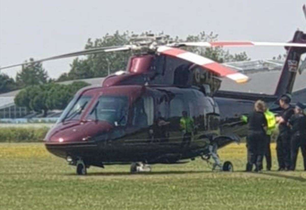 The Duke of Kent’s private helicopter at Jackey Bakers in Ramsgate. Picture: Anaken Todd