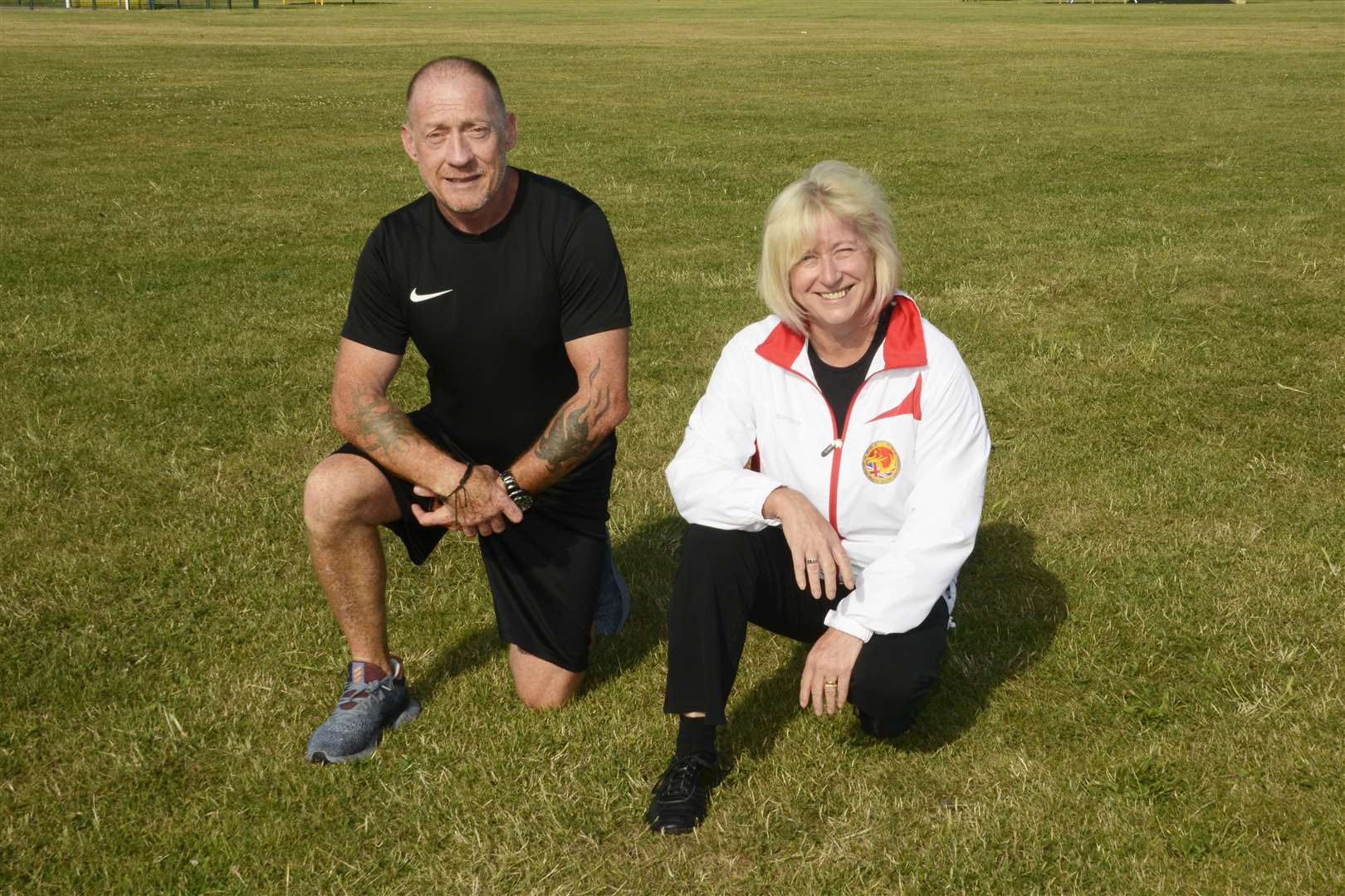 Fitness and stamina will be put to the test at free kids bootcamp sessions led by fitness instructor Mark Hawkridge. Pictured here with Gill Walshe of Supporting Youth in Deal District, which funded the sessions