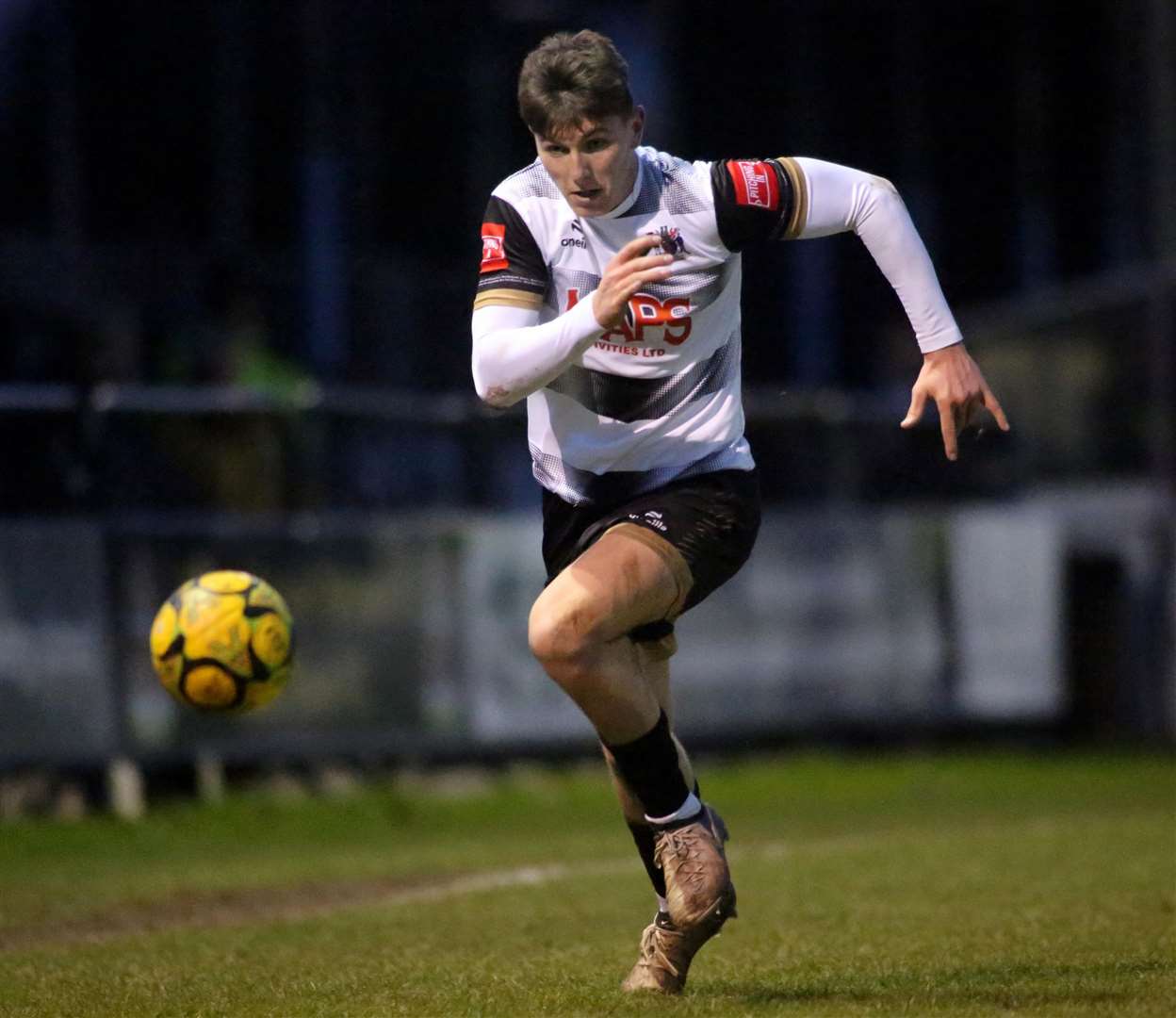 Substitute Jamie Kennedy chases the ball for Deal Town. Picture: Paul Willmott