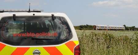 The train stranded in the countryside after the rail fatality. Picture: BARRY GOODWIN