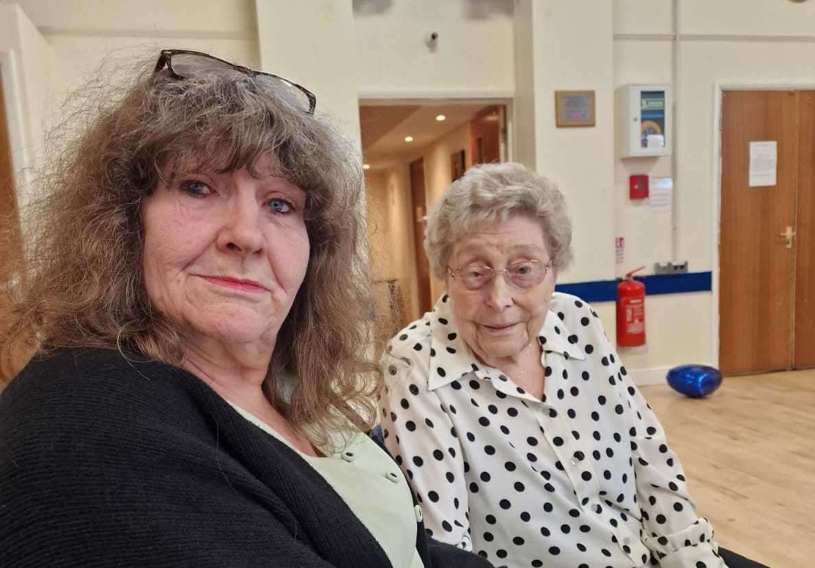 Sheila Plank with her late daughter Carol at a family party a few months ago. Picture: John Plank