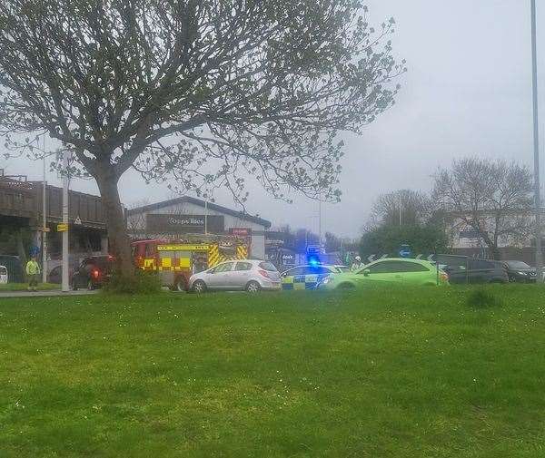 Emergency services at Mill Way roundabout in Sittingbourne