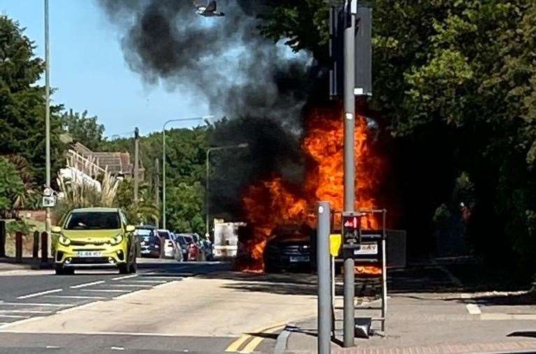 The fire in London Road in Greenhithe