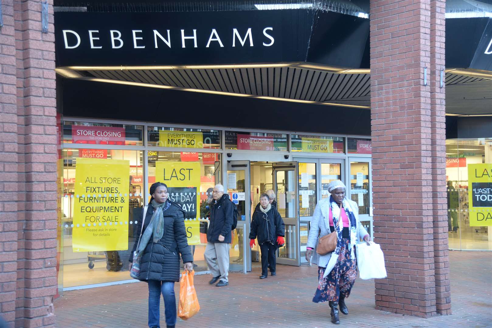 The last shoppers leave the Debenhams store in Chatham which closed in January last year