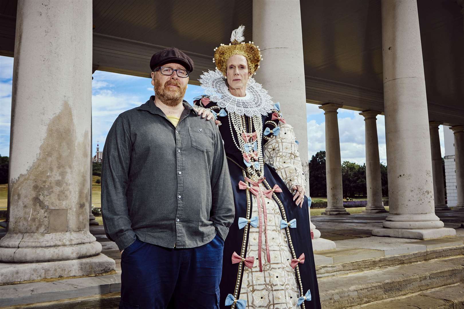 Frankie Boyle (pictured with artist Kit Green) will front a royal documentary ahead of the coronation (Dan Belger/Channel 4)