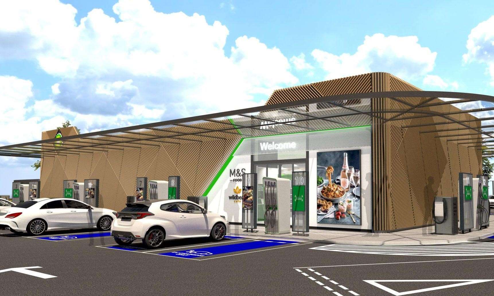 Plans for an M&S food store and EV charging hub have been proposed for the Tollgate Hotel site in Gravesend. Picture: BP Pulse