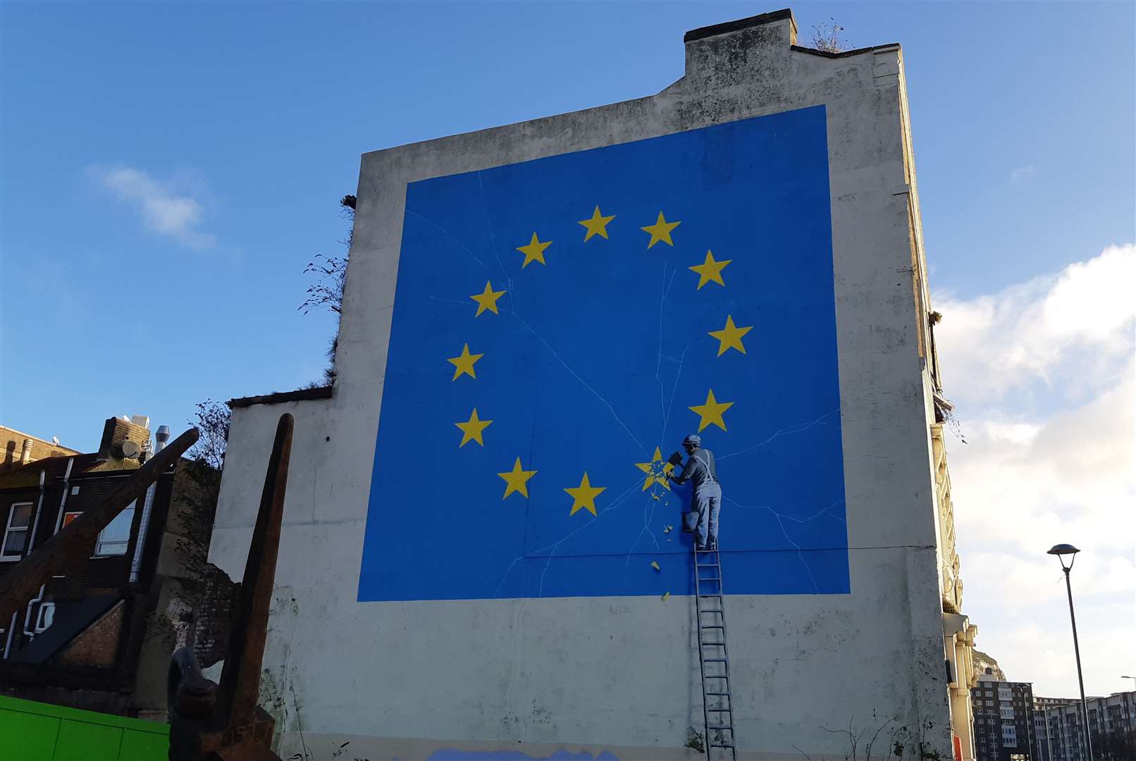 The Banksy Brexit mural in Dover, which was visible from 2017 to 2019