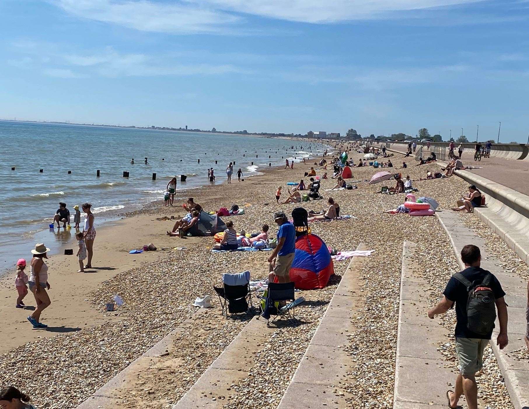 Dymchurch beach is a popular summer bathing spot, but now will have a ‘no-swim’ warning. Picture: Barry Goodwin