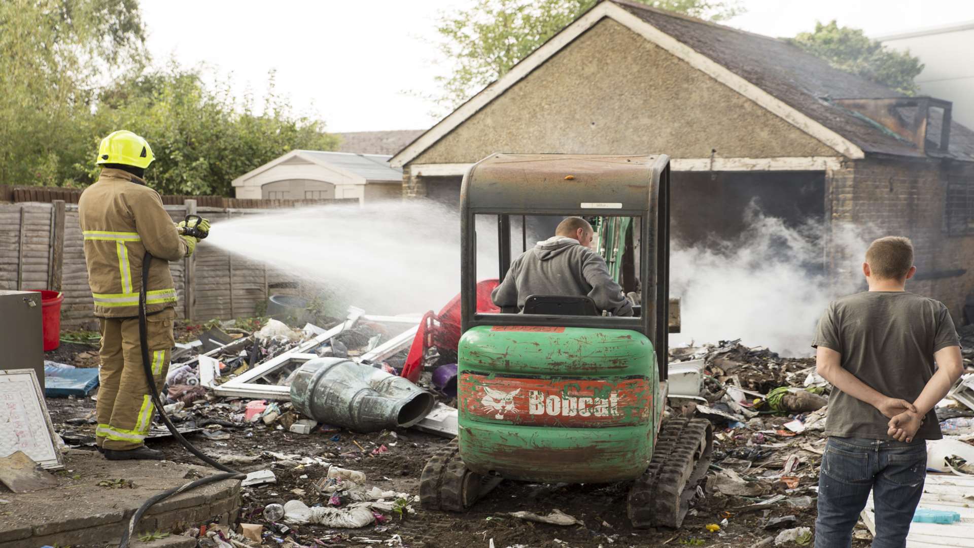 A garage was also damaged by the fire. Pictures: Kent Fire and Rescue Service