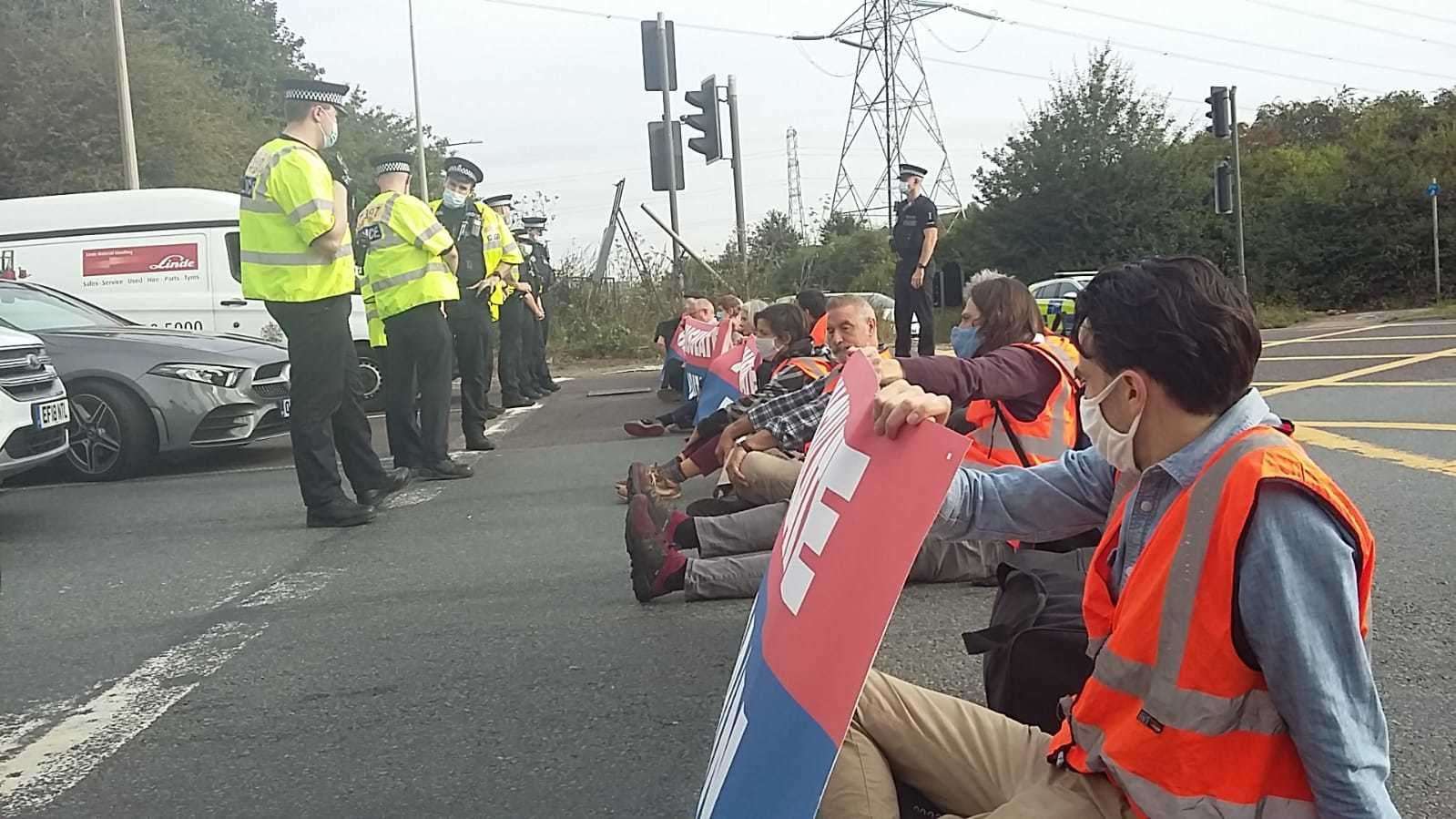 Campaign group Insulate Britain staged a sit-in across various junctions of the M25 yesterday, causing hours of delays. Photo: Insulate Britain
