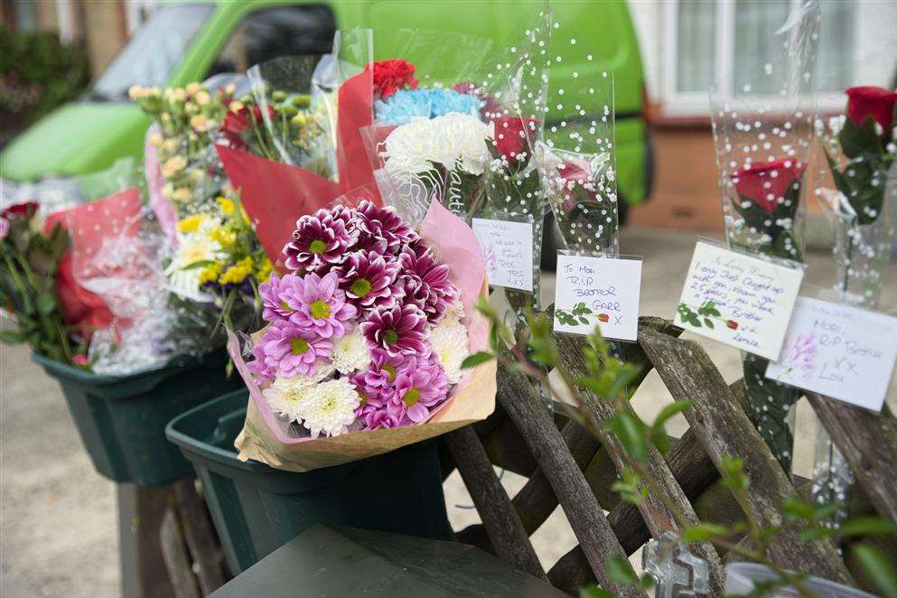 Floral tributes left at the scene of the crash