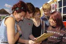 Pupils opening their results at St George's School, Gravesend