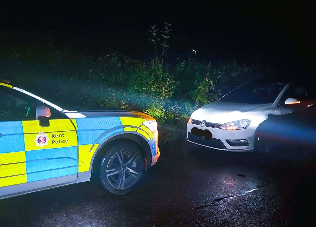 Police arrested a 63-year-old man on drugs offences after a long car chase sparked by a vehicle failing to stop in Charing, Ashford. Picture: Kent Police