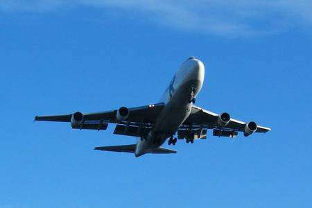 An aeroplane lands at Kent International Airport at Manston