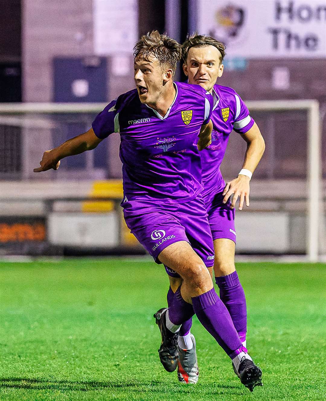 Josh Arnold celebrates one of his two goals in Maidstone's FA Youth Cup victory at Dartford Picture: Helen Cooper