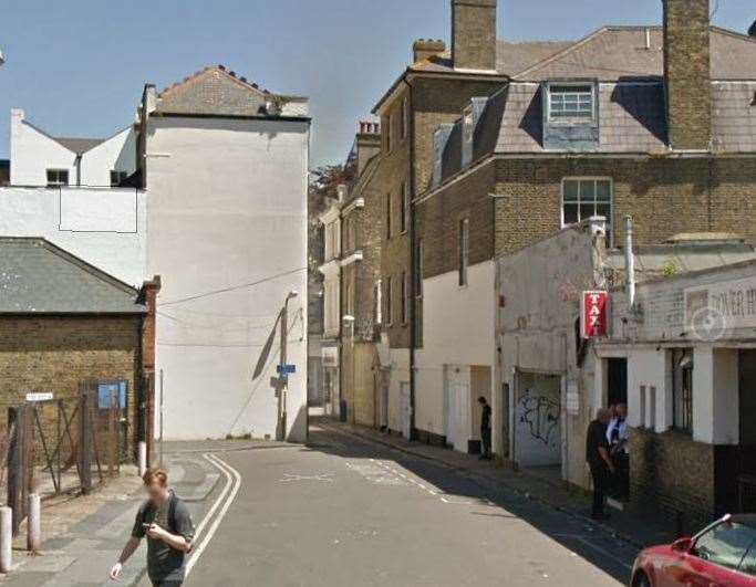 The attack took place at a flat in New Street, Dover. Pic: Google