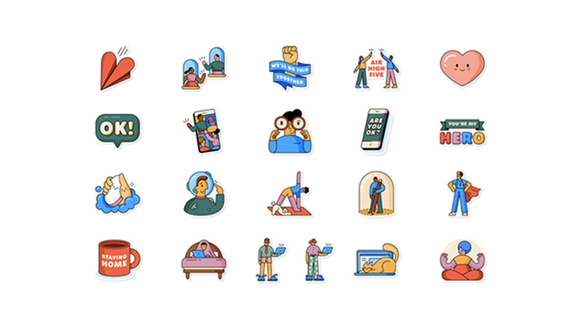 WhatsApp’s new Together at Home sticker pack (WhatsApp)