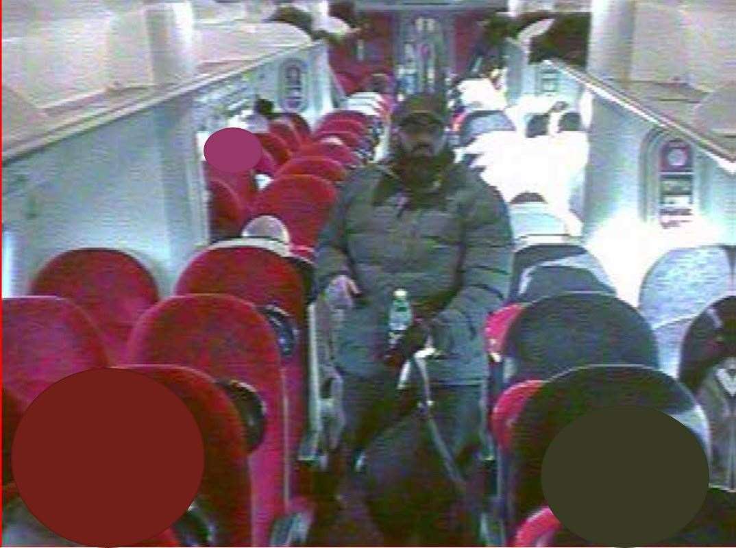 Usman Khan alone on the train to London (Metropolitan Police/PA)