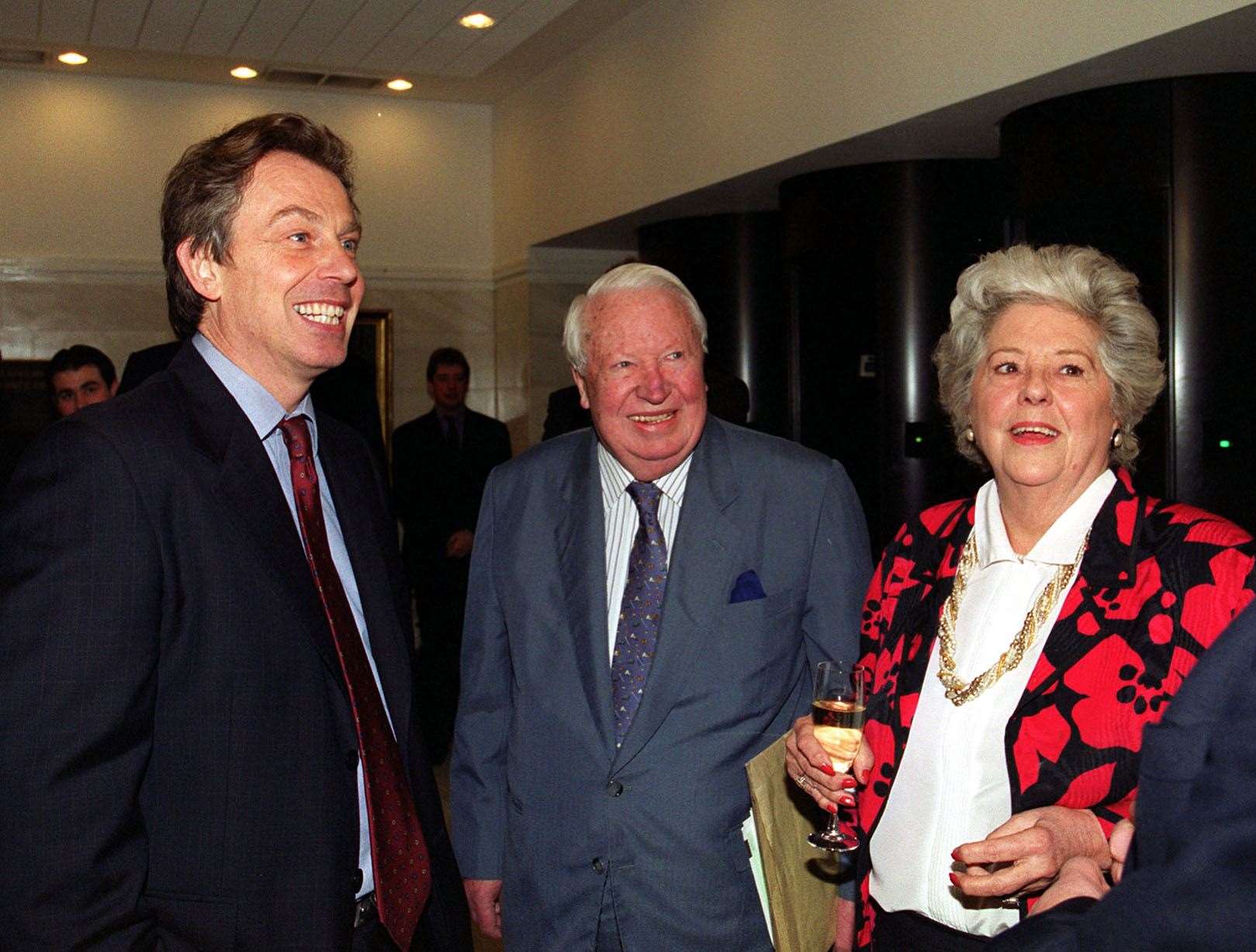 Former PM Edward Heath with the then-prime minister Tony Blair and Betty Boothroyd (Peter Jordan/PA)