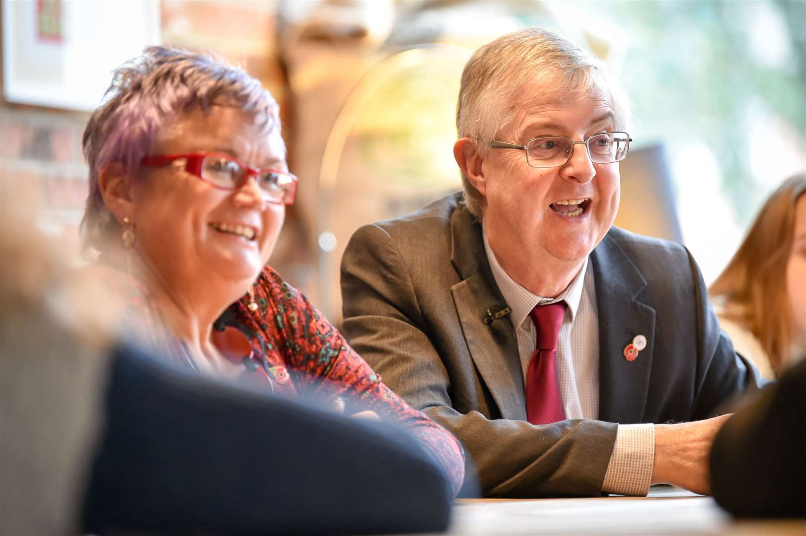 Carolyn Harris with Welsh Labour leader Mark Drakeford (Ben Birchall/PA)