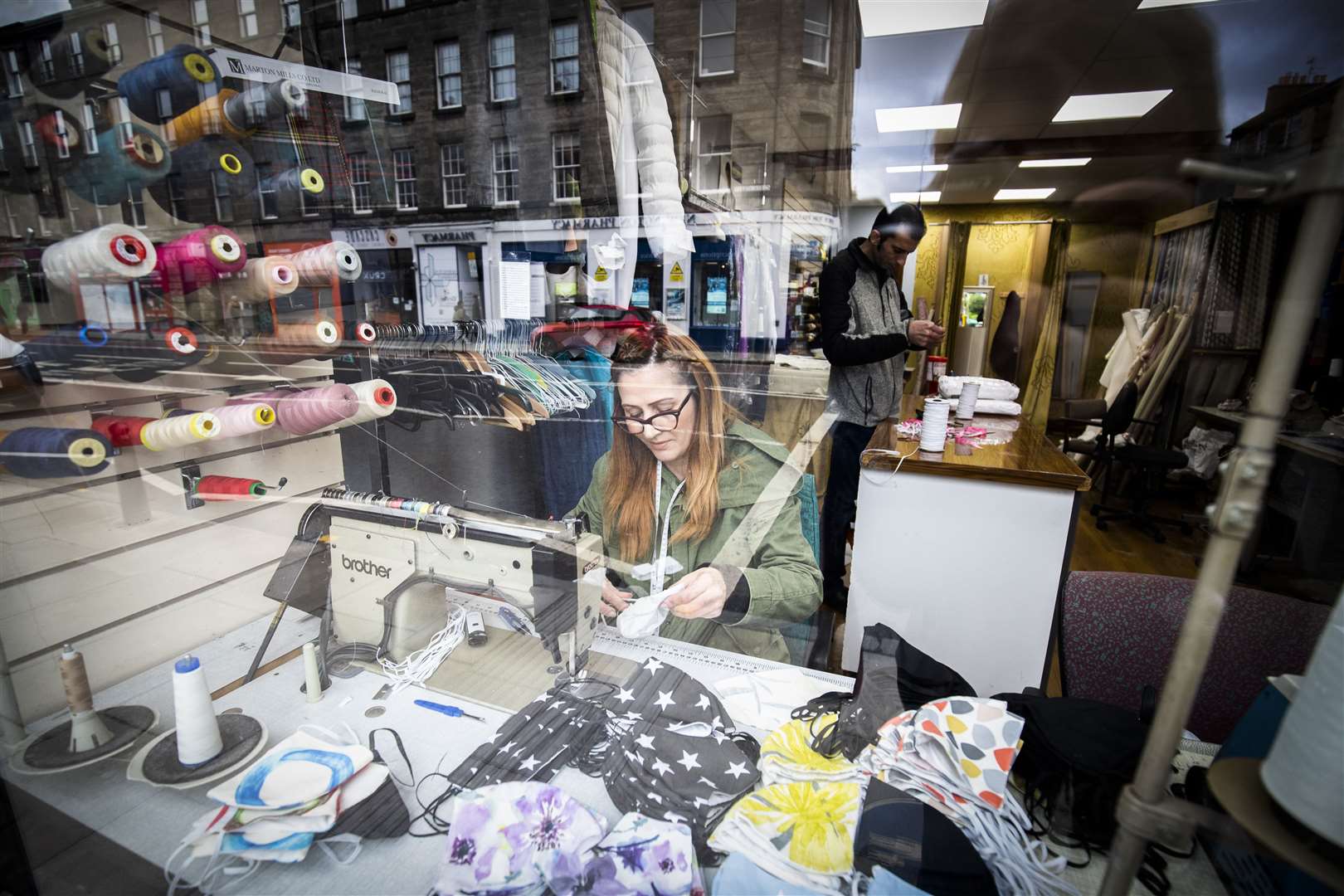 Atanaska Slavova makes face masks at Breathe Easy (Jane Barlow/PA)