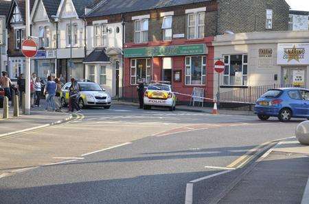 Police at Gillingham station after a teen was stabbed. Picture: Rob Wain