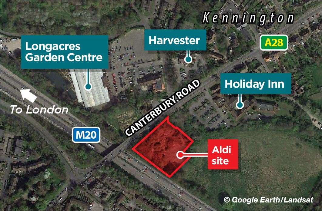 The site where the new Aldi is earmarked for in Ashford's Canterbury Road