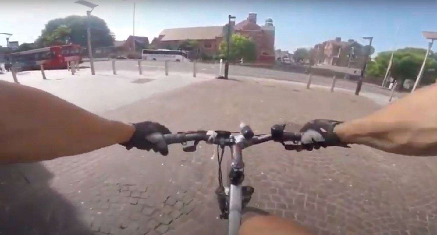 The videos showed a man approaching unsuspecting women on his bike