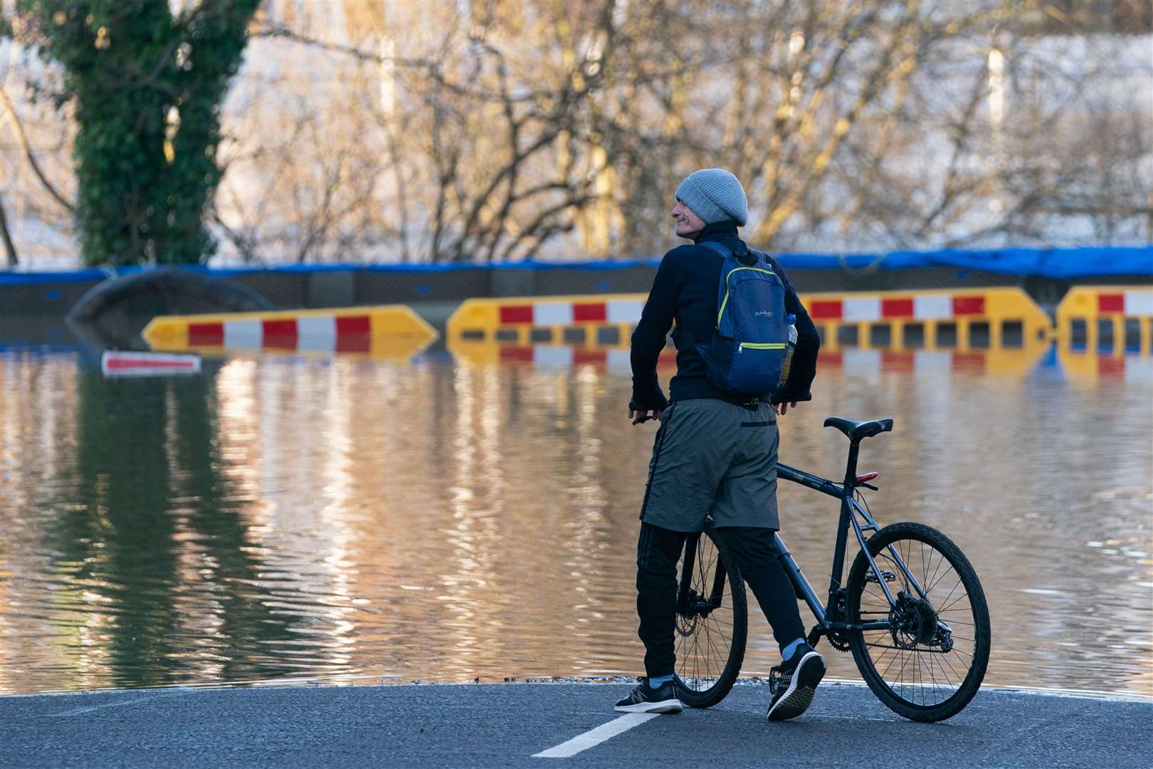 A cyclist finds his path blocked in Bewdley (Joe Giddens/PA)