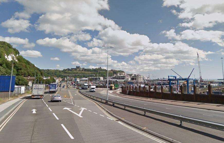 The crash happened on the A20 coast-bound at Dover. Picture: Google Street View (4609417)