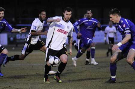 Adam Birchall looks to break through the Ebbsfleet defence