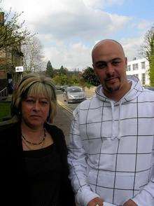 Anthony Pemberthy, 29, who assualted an officer at the scene of his step father Keith Hoadley's death. Left, mother and widow Lesley Hoadley, who supported him at court