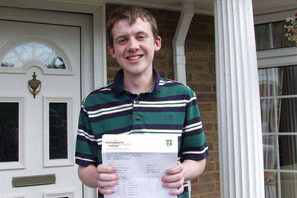 Sittingbourne Community College student Jamie Hudson who was given the wrong grade in exam board mistake.