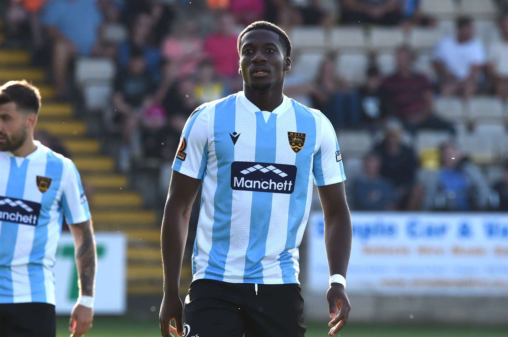 Striker Joe Gbode made his Stones debut off the bench at Torquay, one of three league appearances for the National South side Picture: Steve Terrell