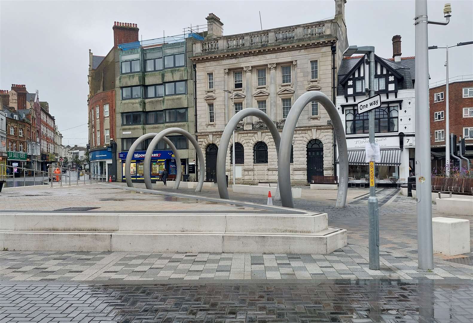 £3.6 million was spent on upgrading Market Square in Dover including a new water feature made from four rings