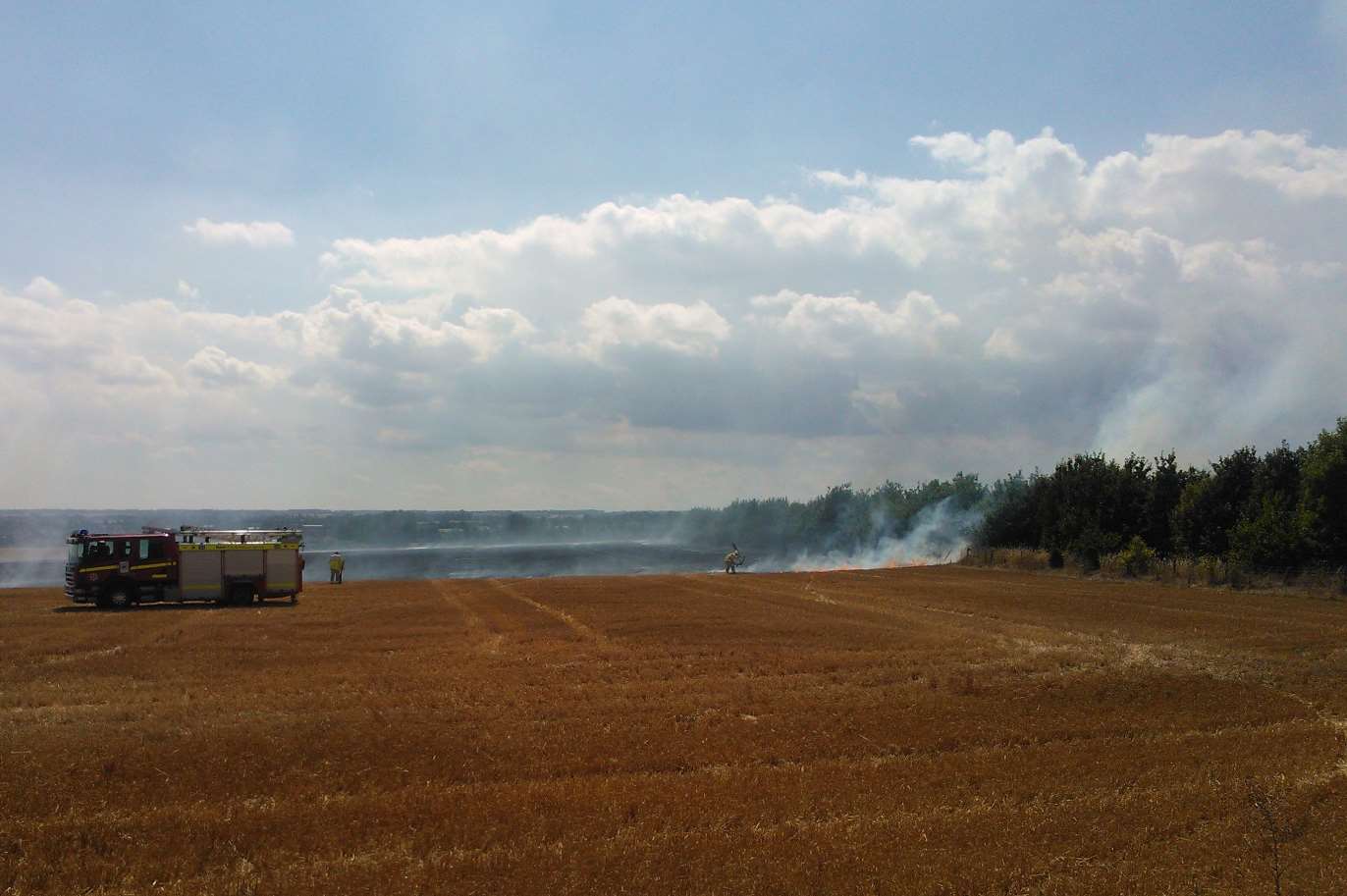 Fire crews try to get the fire under control