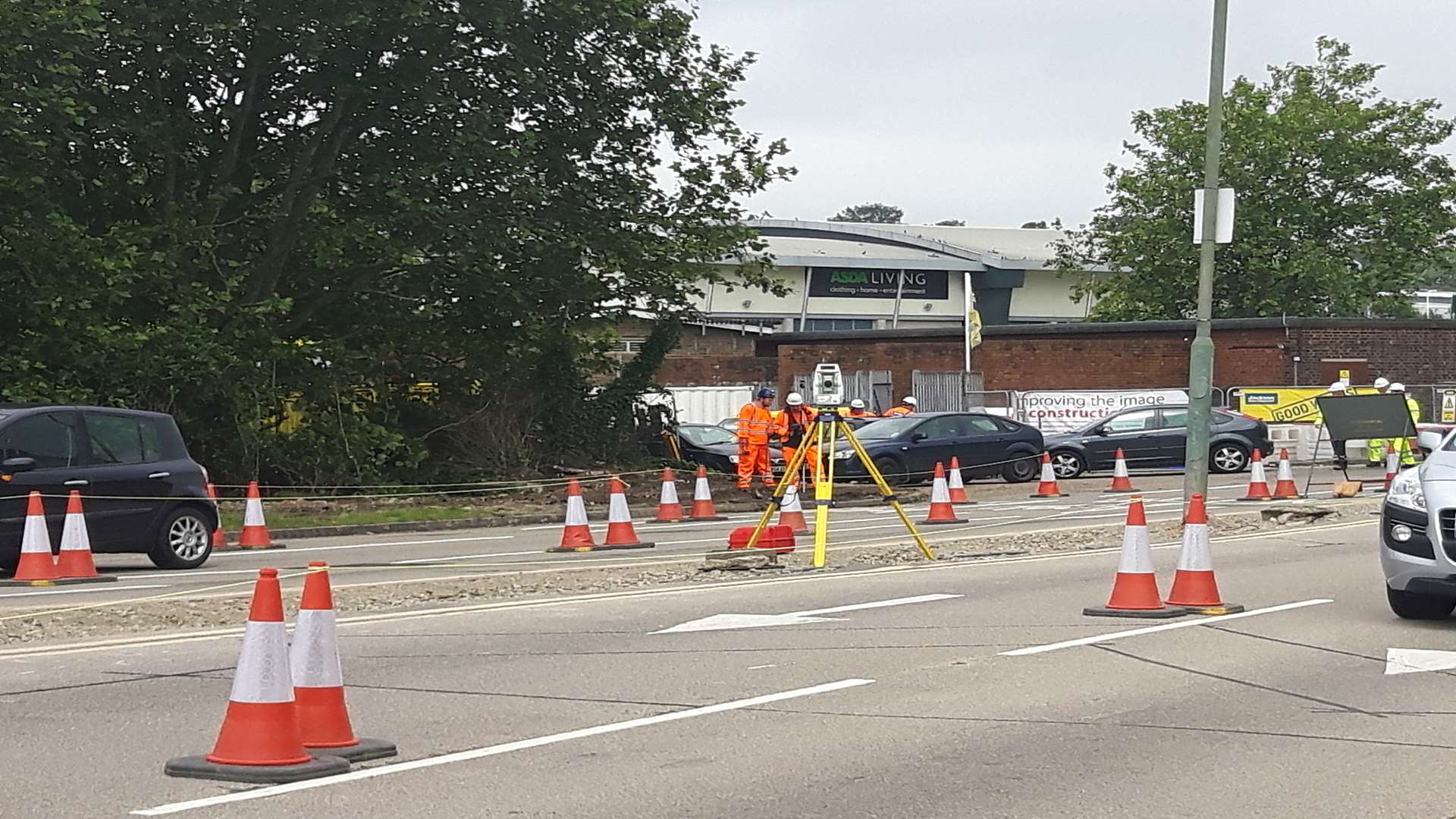 Lane closures are in place on the approach to the town from Chatham