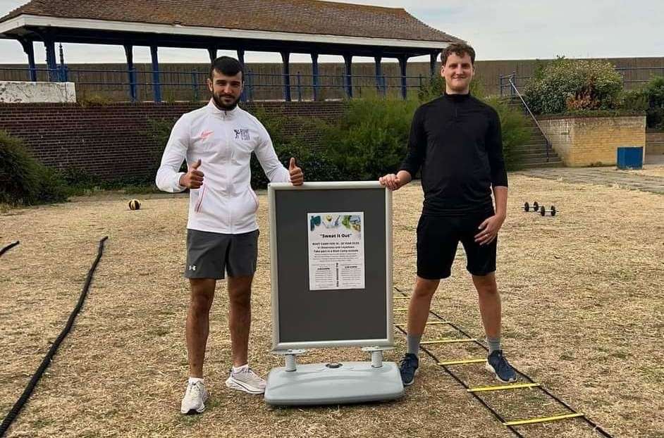 Bulent, left, and James, right, at the empty training session