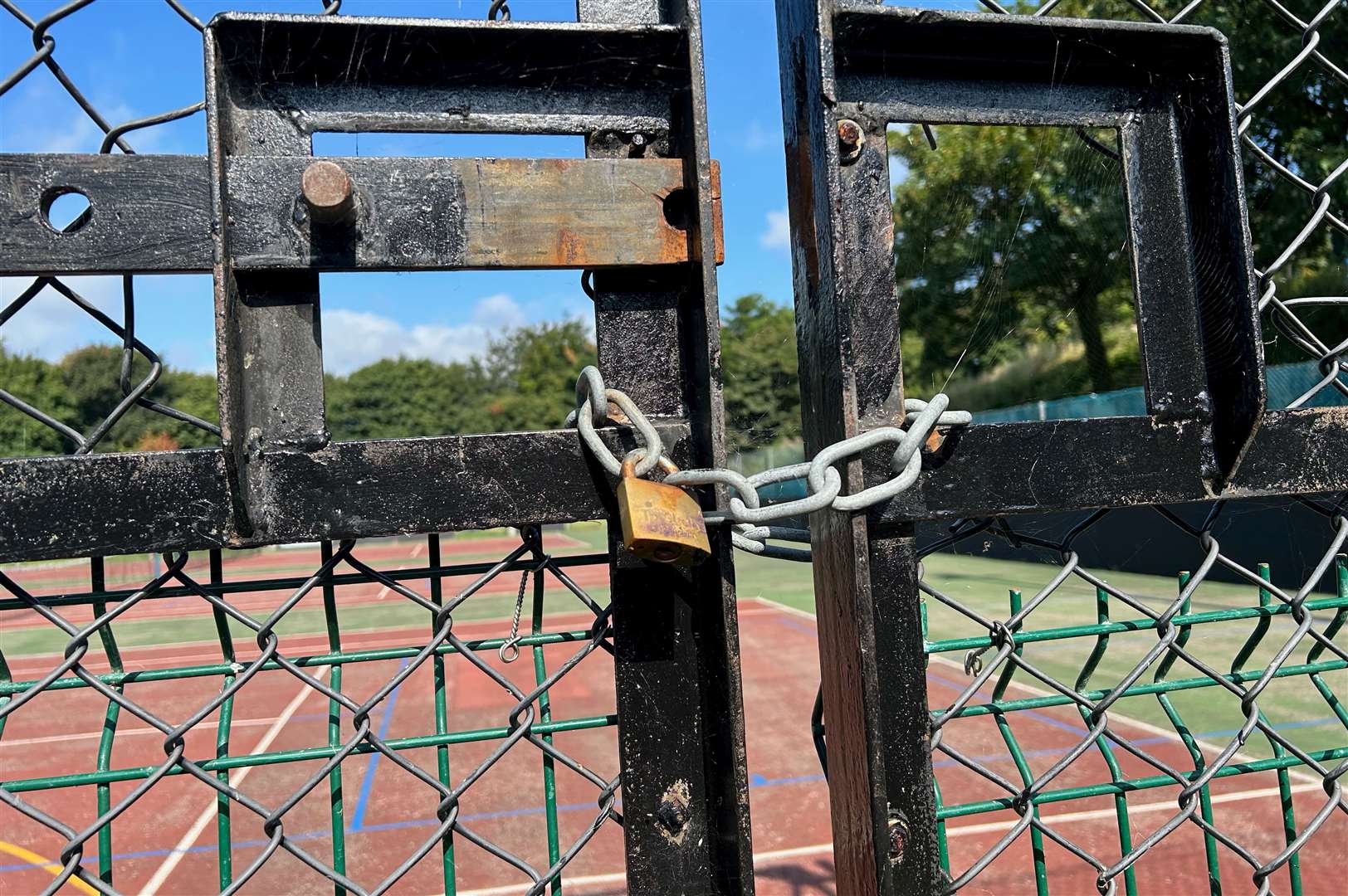 Locked tennis courts at Folkestone Sports Centre following the shock closure last week