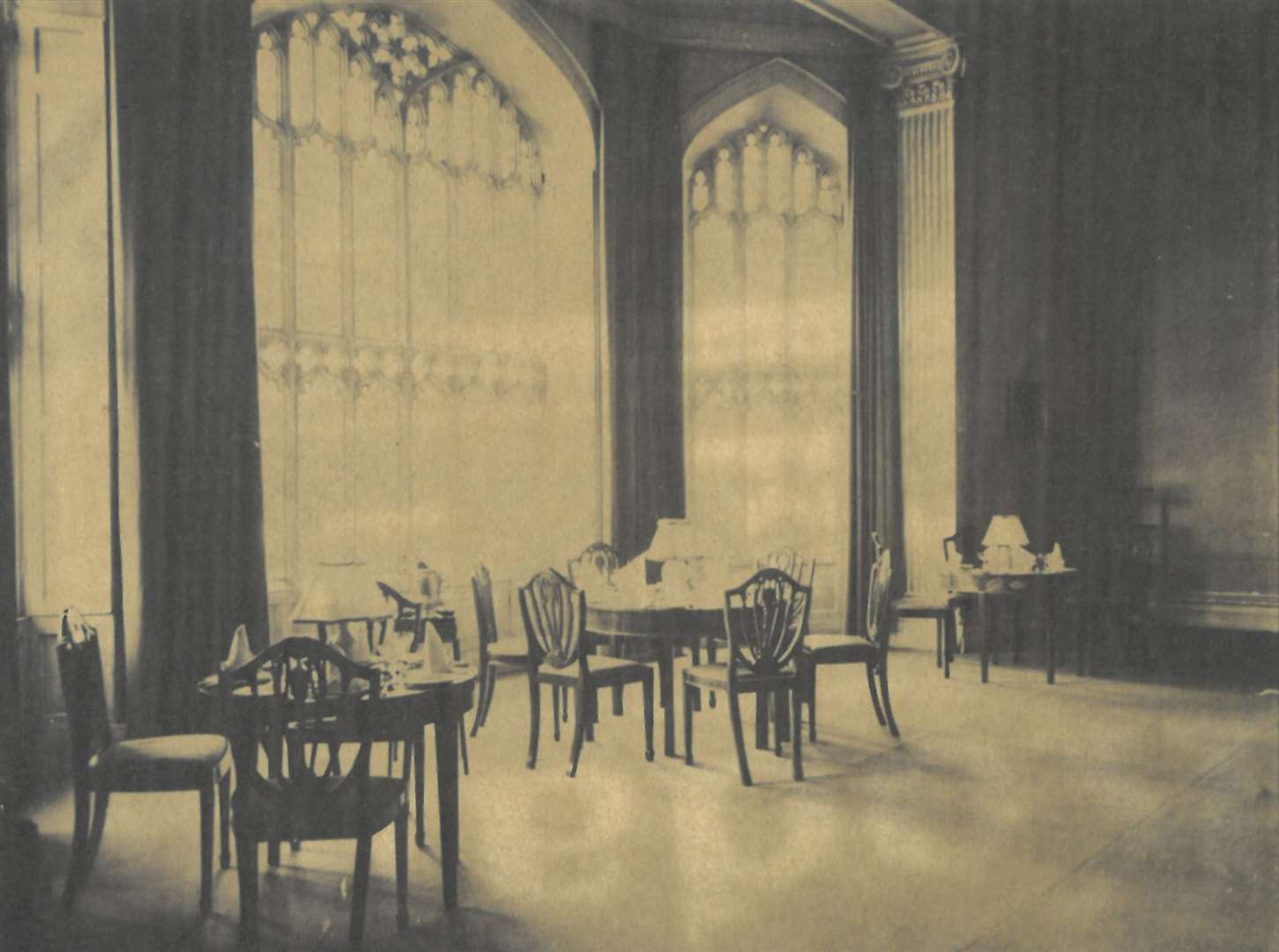 A dining room inside Gwrych Castle thought to be from the 1930s or 1940s (Gwynedd Archive Service)