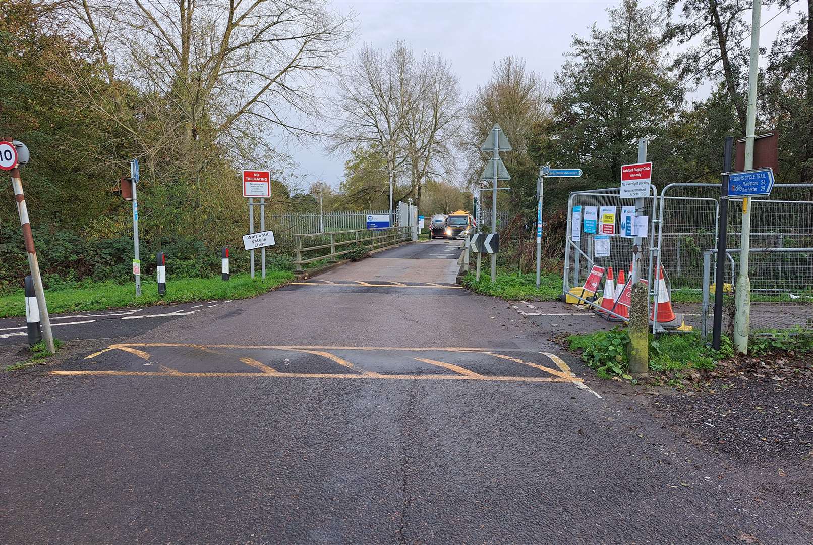 The entrance to the Ashford Wastewater Treatment Works. Neighbours say the smell has sometimes come from its passing lorries